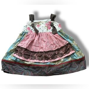 Matilda Jane Vintage Gypsy Blue Eva Rose Knot Apron Dress Fall 2009 size 18 mos